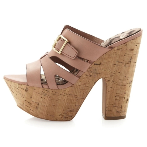 SOLD Sam Edelman CHASE Leather Cork Wedge Platform Sandals sz 10 - Picture 7 of 8